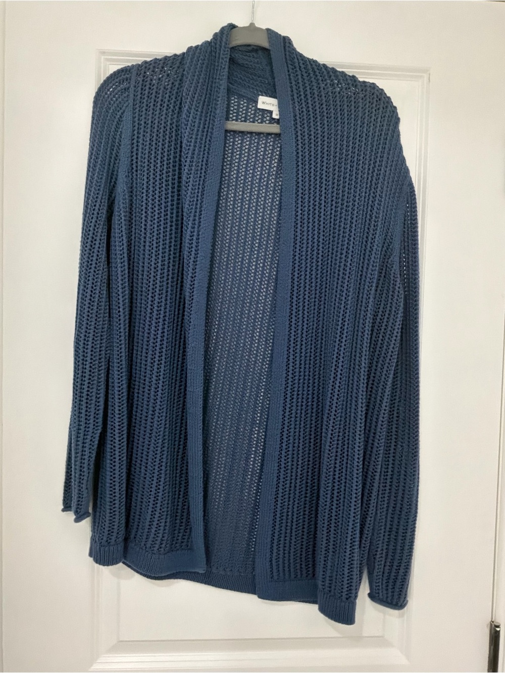 White + Warren Open-Front Navy Knit Cardigan